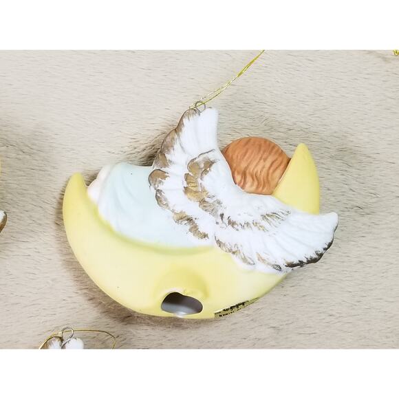 Angels Cherub Christmas Tree Ornaments 3 1/2" Ceramic 80s Collectible x3 Vintage - Picture 12 of 15